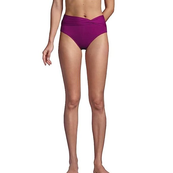 Lands End Swim Nwt Lands End Women High Waisted Swim Bikini Bottoms Violet Rose Sz